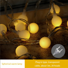30 cm LED kuglelampekæde, 20 lys, batteridrevet