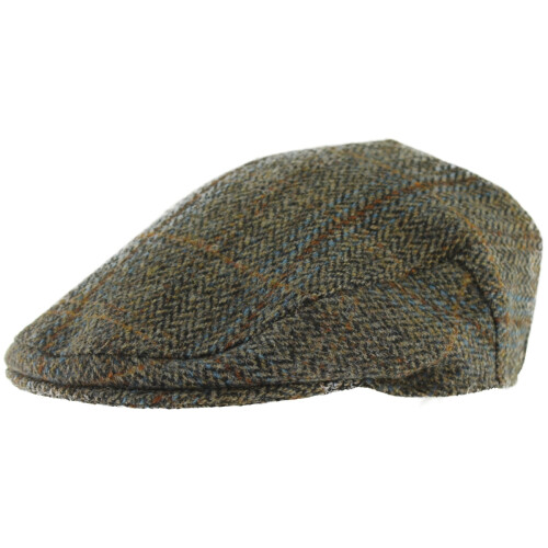 (Checked 3 - Beige, S) Boardmans Harris Tweed Flat Cap