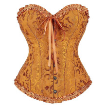 Top corsetto vintage compatibili con donna, intimo modellante, costume da sposa con corsetto dorato
