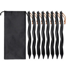 8X 25cm Outdoor Tent Pegs Ground Nails with Storage Bag Windproof Nails Camping Accessories Tent Fastening Black