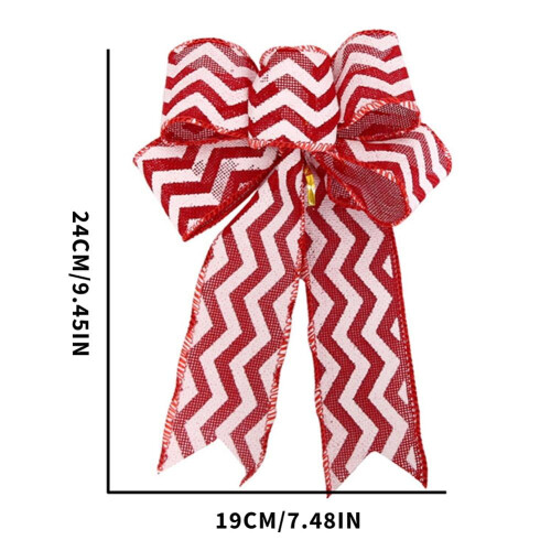 Christmas Tree Topper Buffalo Plaid Red Black Burlap Bow 1 1