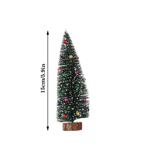 CISIL Flocked Beaded Mini Christmas Tree Desktop Decoration 1
