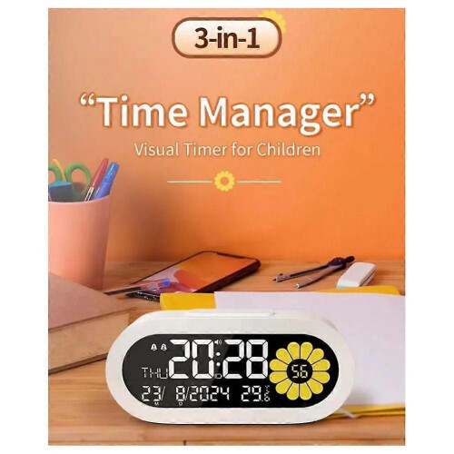 New Visual Timer Multi-Function Digital Alarm Clock LCD Screen Dual Alarm 12/24 Hour Format Alarm Clock for Kids 1