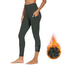 Women Sports Yoga Leggings Plush High Waist-Dark Grey XXL
