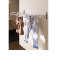 JUWEL Wäschetrockner Ruck Zuck 100 (Trockenlänge 6,6 m, Wandtrockner ausziehbar, Breite 100 cm, max. Belastbarkeit 20 kg) 40132, Silber