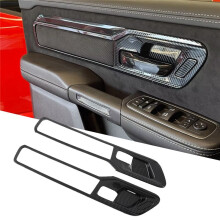1Set Car Inner Door Handle Bowl Panel Frame Cover Trims for RAM 1500 T-REX 2023- Interior Decoration