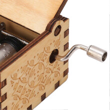 Wooden Music Box Classic Retro Style Hand Crank Durable Wood Metal Hand Crank Musci Box for Home Office Car