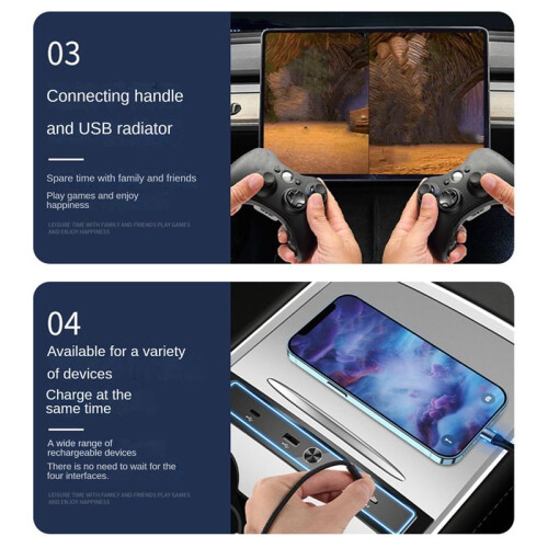 For Model3/Y  Motors  Fast Charging Data Interface Car Center 2 to 4 Charging Interface Docking Station 2