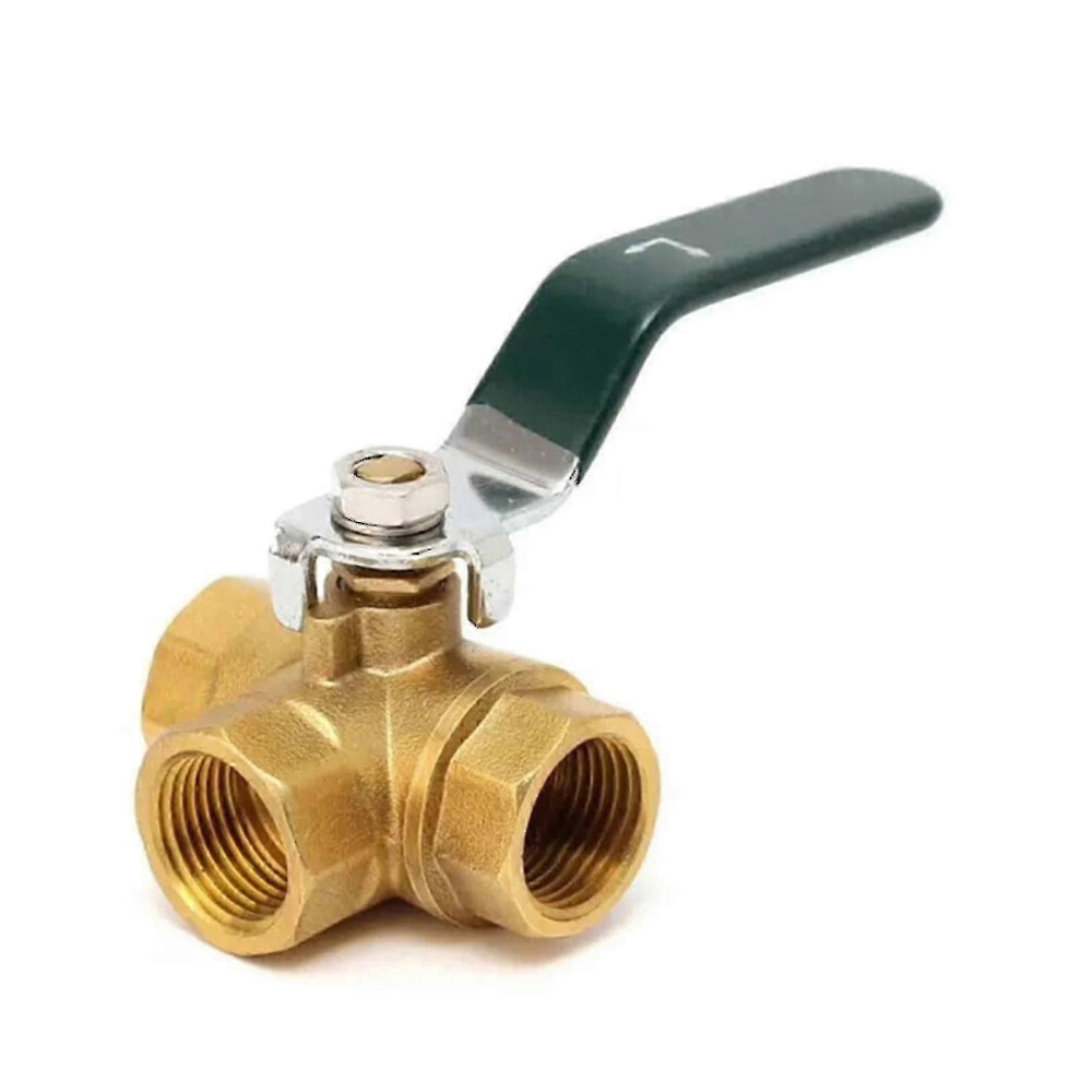 3-Way (L-Port) Ball Valve, Lever Handle, Female Thread Dn15 1/2", Compatible Brass Construction 9319739699371