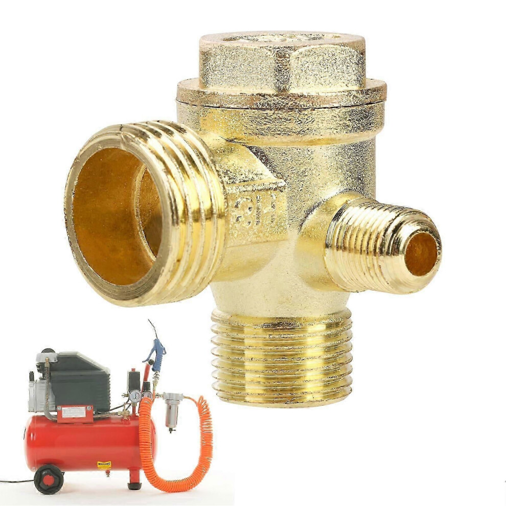 3-Way Brass Air Compressor Check Valve With Male Thread 20X16x10mm, Replacement For Air Compressor Parts 9319739699357