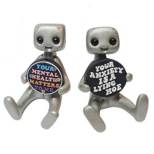 La tua ansia è una zappa bugiarda Robot Simpatica Piccola Figura Salute Mentale Resina Scrivania Casa