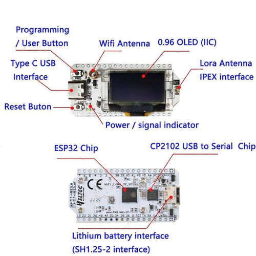 0,96 OLED SX1262 Wifi BLE ESP32 LoRa32 V3 Πλακέτα ανάπτυξης LoRa 32 Πλακέτα α 2