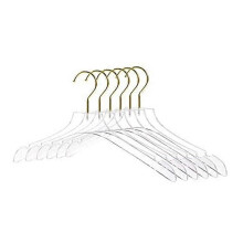 5 Pcs Clear Clothes Hangers with Gold Hook, Transparent Shirts Dress Coat Hanger with Notches for L
