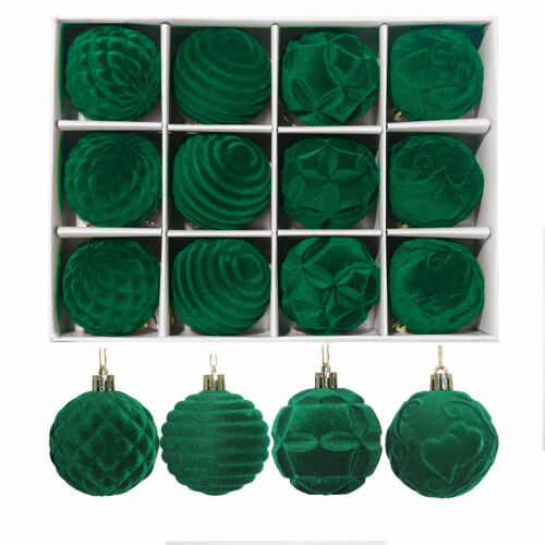 Flocked Christmas Ornaments 6cm Brown 12-Pack 1