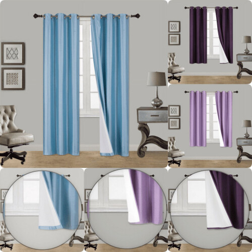 Blackout Thermal Window Curtains Light Blue 63 inch 2