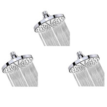 3X Shower Head 6 Inch Anti-Leak Anti-Clog Fixed Rain Showerhead Rainfall Relaxation and Spa (Silver)