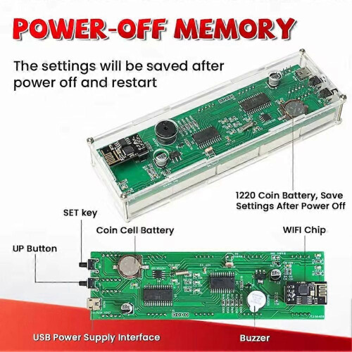 DIY Kit Electronic ESP8266 Network Clock WiFi Module 8-Bit Digital Tube Display Time Temperature Practice Kit 2