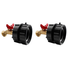 2X IBC Tote Fitting,275-330 Gallon IBC Tote Tank Adapter Fine Thread Tote Valve,Lead-Free Brass Hose