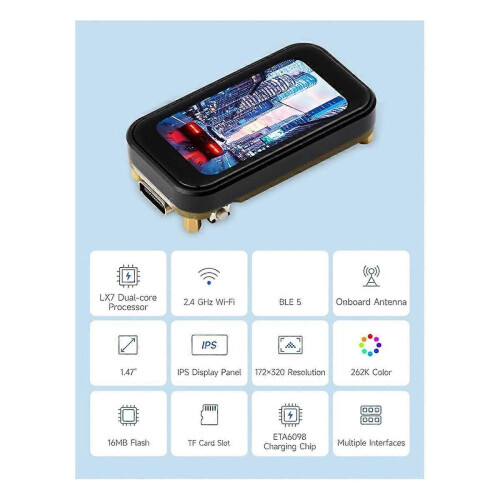 ESP32-S3 Οθόνη αφής LCD 1,47 ιντσών IPS Πλακέτα ανάπτυξης οθόνης 1,47 ιντσών 172x320 SD AXS5106L JD98 2