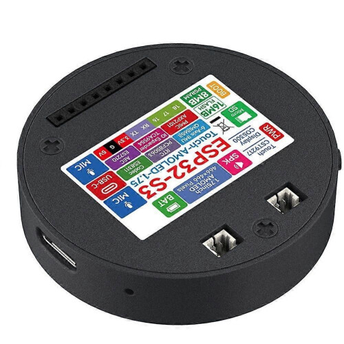 ESP32-S3 Development Board with 1.75inch AMOLED Round Touch Display, Dual-Core LX7 Processor, 466x466 Resolution, QSPI