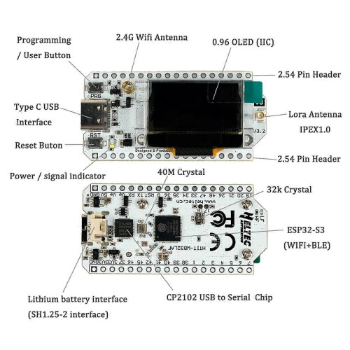 Heltec Meshtastic LoRa32 V3 Development Board 863-928MHZ SX1262 0.96 Inch OLED Display BT WIFI ESP3 1