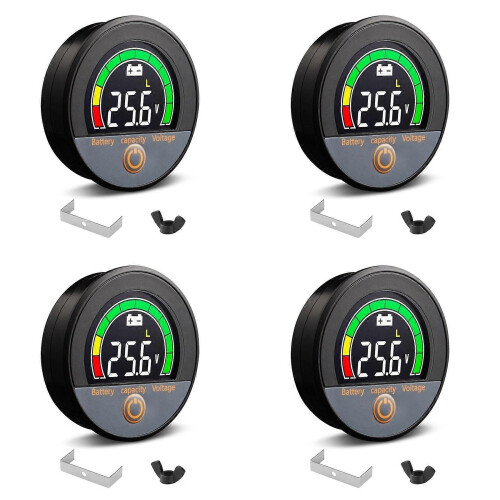 4X Μετρητής Τάσης Χωρητικότητας Μπαταρίας 12V 24V 48V 60V 84V IP67