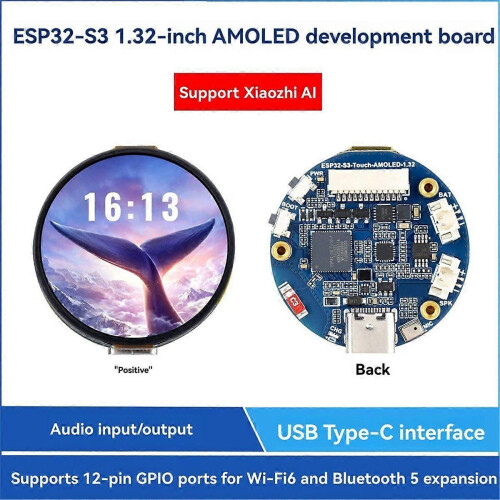 ESP32-S3 AMOLED Development Board 1.32Inch 466x466 Resolution Touch Display WiFi 6 Bluetooth 5.0 Su 1