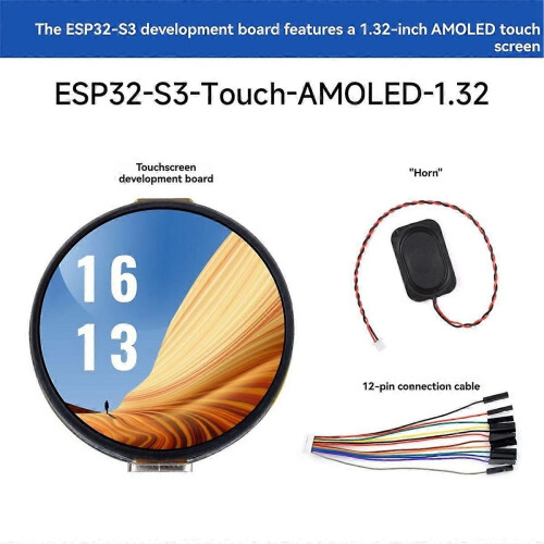 ESP32-S3 AMOLED Development Board 1.32Inch 466x466 Resolution Touch Display WiFi 6 Bluetooth 5.0 Su 2