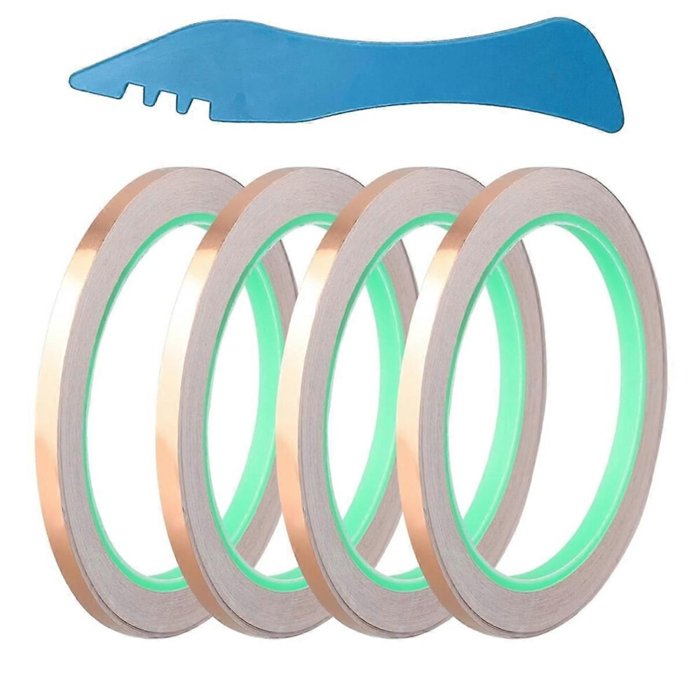 4 Rolls Double-Sided Copper Foil Tape For Stained Glass, Copper Tape Conductive Adhesive For Stain 9319739713800