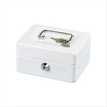 Petty Cash Box Lockable Security Money Safe Box with Lock Slot,White