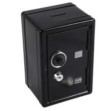 Safe Box Organizer Iron Desk Decorative Box Piggy Bank Metal Mini Cabinet Money Storage Box Storage Box for Boys, Black