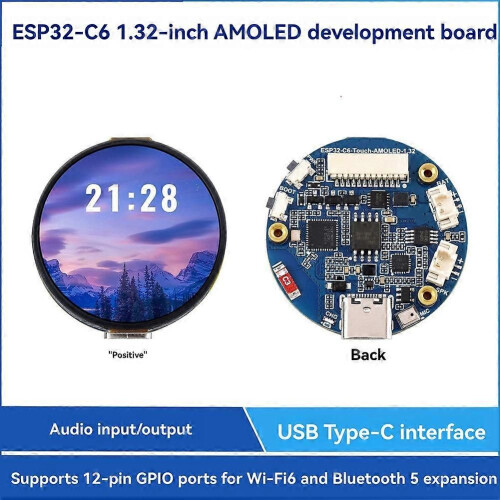 ESP32-C6 Πλακέτα ανάπτυξης αφής AMOLED Οθόνη 1,32 ιντσών ανάλυσης 46 1