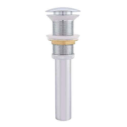 G1 1/4" Brass Bathroom Sink Pop-Up Drain Without Overflow (Silver Chrome)