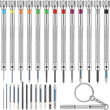13 Pieces Mini Precision Watch Screwdriver Jeweler Watch Screwdriver Set 0.6-2.0 mm with 13 Extra R