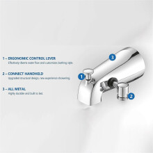 All Metal Bathtub Faucet with 9 Sprayer Settings, Chrome , with Built-in Diverter and Universal Fit
