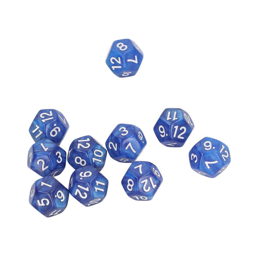 40pcs Polyhedral Dice Clear Numbers Waterproof Prevent Oxidation 12 Sided Dice Set for Game Teaching Blue 2
