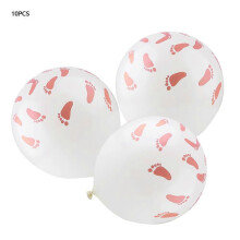 10pcs Footprint Pattern Latex Balloon for Festival Party Baby Shower Decoration (Pink)