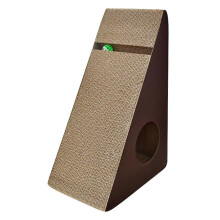 Cat Scratcher Triangular Paw Grinding Corrugated Cardboard Kitten Scratching Toy with Bell Ball for Indoor