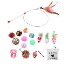 16 Pack Assorted Cat Toys, Teaser Stick, Mouse Balls, Catnip, Sisal, Feathers, Gift Set