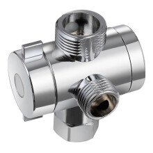 ABS Chrome 3 Way Diverter Hose Fitting T Shape Adapter Connector for Angle Valve Hose Bath Shower Ar