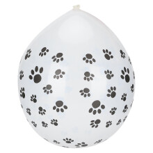 20Pcs Animal Pattern Balloons Round Latex Balloons Decoration for Birthday/PartyWhite Dog Paw Pattern
