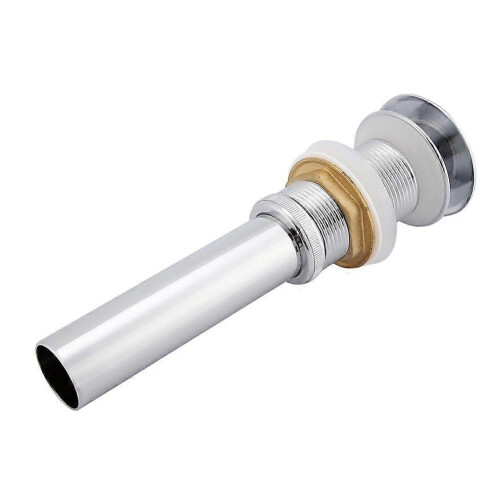 G1 1/4" Brass Bathroom Sink Pop-Up Drain Without Overflow (Silver Chrome) 1