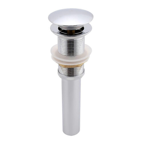 G1 1/4" Brass Bathroom Sink Pop-Up Drain Without Overflow (Silver Chrome) 2