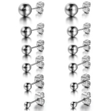 Hypoallergenic Stainless Steel Ball Stud Earrings Set for Women & Men, 3mm-8mm, 12 Pcs Cartilage & Lobe Earrings