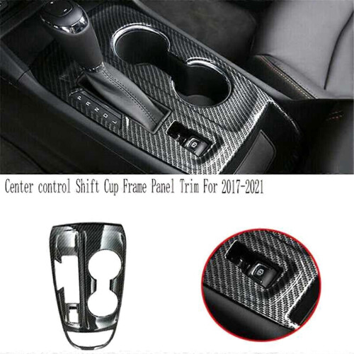 ABS Carbon Fiber Center Control Shift Cup Frame Panel Trim for 2017-2021