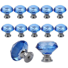 10 Pcs 30mm Blue Diamond Crystal Cabinet Knobs, Drawer Pull Handles for Kitchen Cupboards & Chests