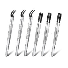 6 Pcs of Rubber Tip Tweezers PVC Silicone Precision Tweezers Laboratory Industrial Hobby Craft Twee