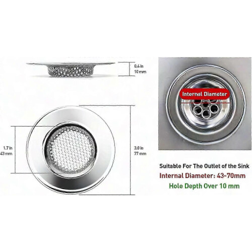 Micro-Perforated Kitchen Drain Strainer, Rust-Resistant Stainless Steel Sink Filter 1