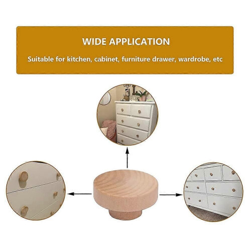 10Pcs Round Unfinished Wood Drawer Knobs 50mm Dia Wood Pulls 1