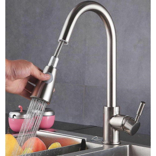 Extendable 360 Rotatable Kitchen Faucet with SUS304 Finish for Modern Sinks